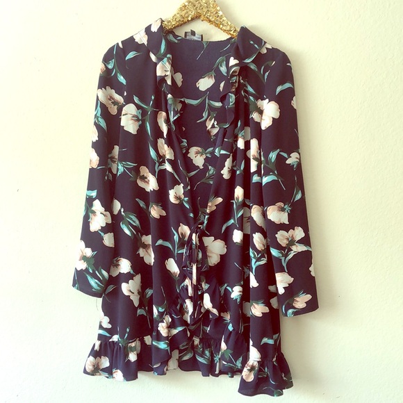 PrettyLittleThing Ruffle Wrap Dress - Picture 1 of 4